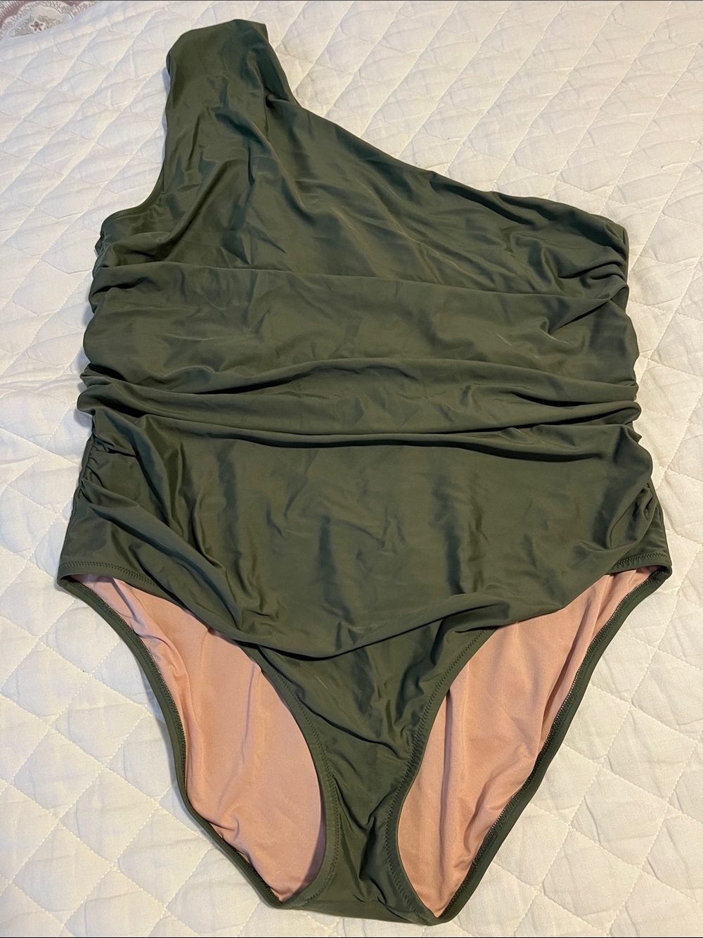 J. Crew Olive Green One-Shoulder Swimsuit 22